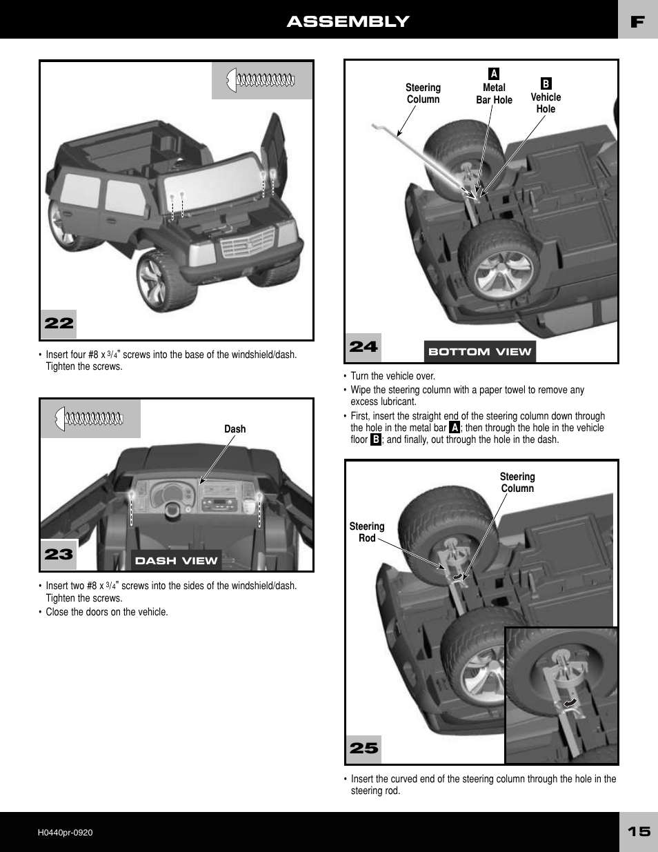 Assembly | Fisher-Price POWER WHEELS H0440 User Manual | Page 15 / 36