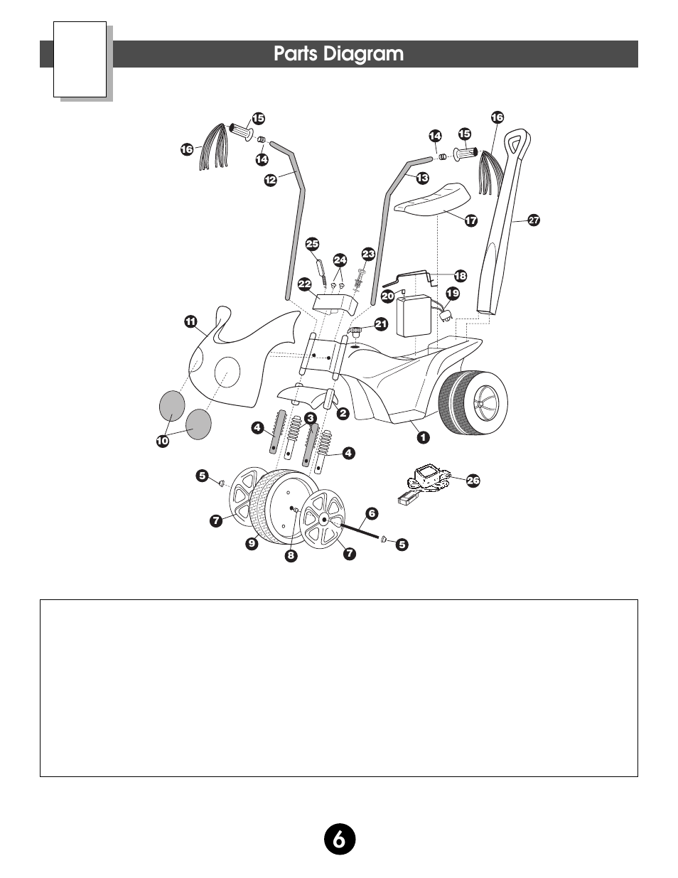 Parts diagram | Fisher-Price BARBIE 74518 User Manual | Page 6 / 28