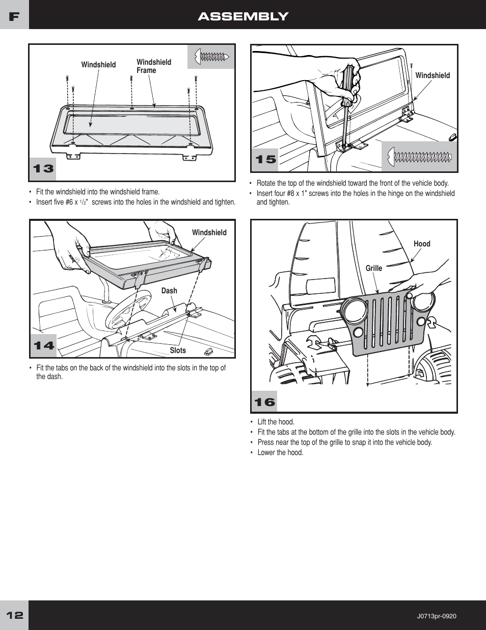 Assembly | Fisher-Price JEEP LIL WRANGLER 4X4 J0713 User Manual | Page 12 / 24