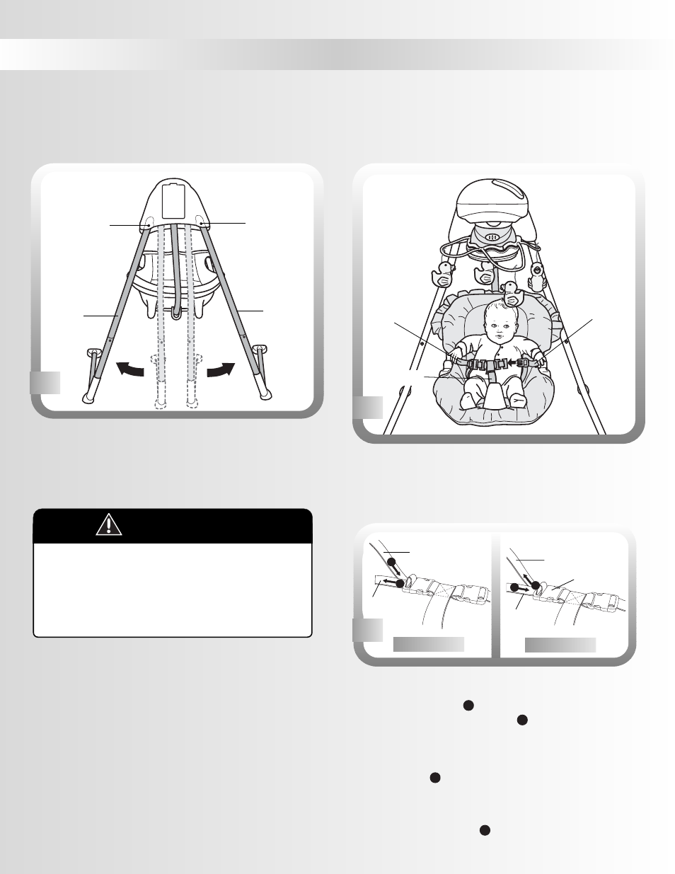 Swing and mobile use, Warning, Restraint belts | Fisher-Price BO639 User Manual | Page 9 / 12