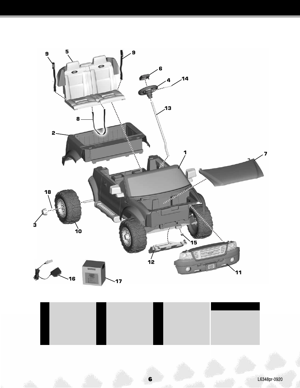 Parts picture | Fisher-Price FORD F-150 L6348 User Manual | Page 6 / 28