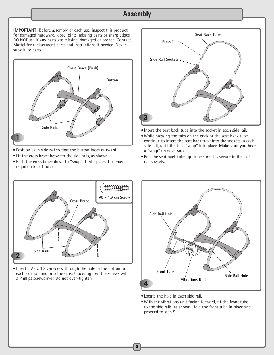 1assembly | Fisher-Price H5985 User Manual | Page 3 / 12