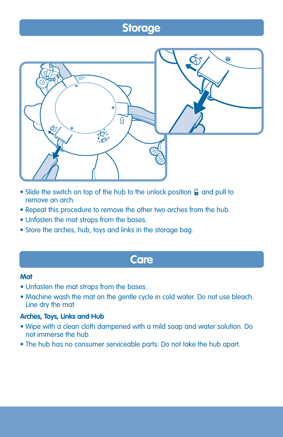 Storage, Care | Fisher-Price H8102 User Manual | Page 9 / 10