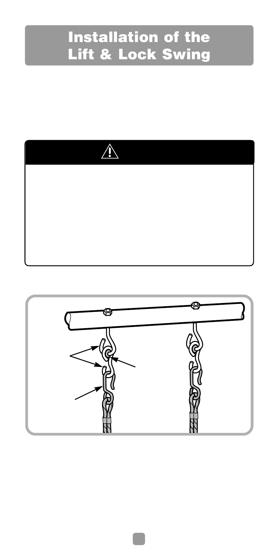 Installation of the lift & lock swing, Caution | Fisher-Price 75973 User Manual | Page 4 / 8