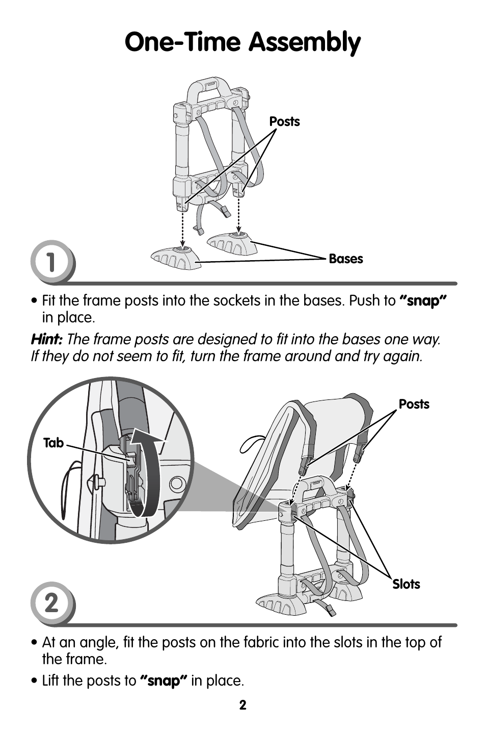 One-time assembly 1 2 | Fisher-Price V6892 User Manual | Page 2 / 8
