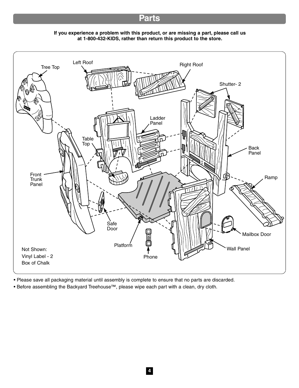 Parts | Fisher-Price TREEHOUSE 75972 User Manual | Page 4 / 12