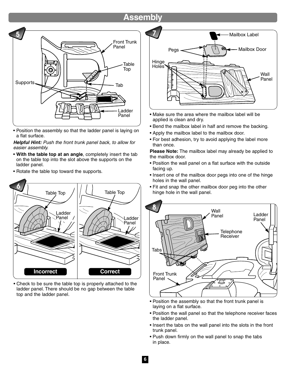 Assembly | Fisher-Price TREEHOUSE 75972 User Manual | Page 6 / 12