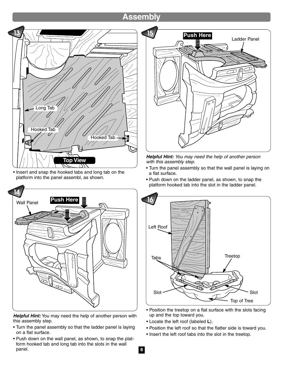Assembly | Fisher-Price TREEHOUSE 75972 User Manual | Page 8 / 12