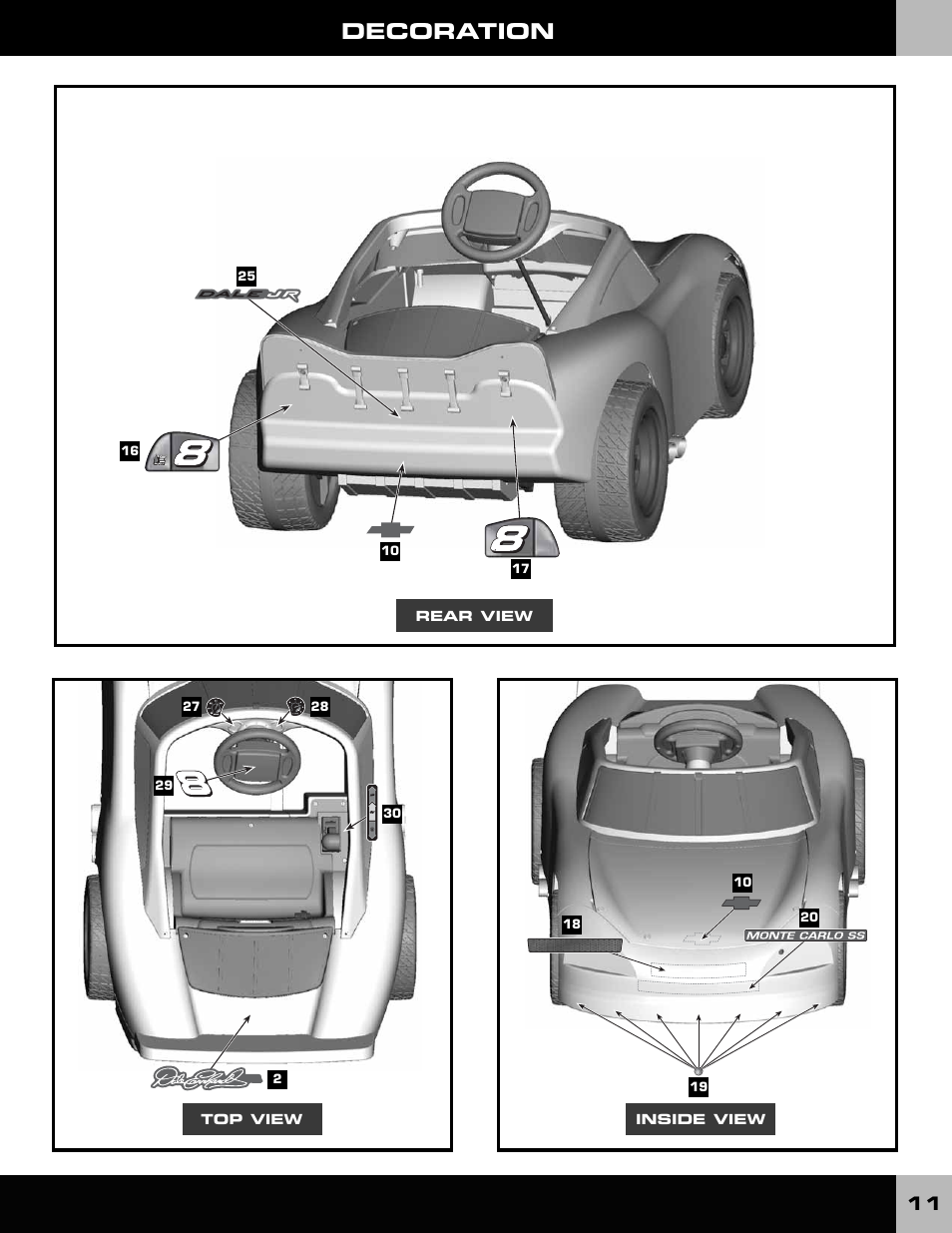 Decoration | Fisher-Price DALE EARNHARDT JR L6345 User Manual | Page 11 / 20