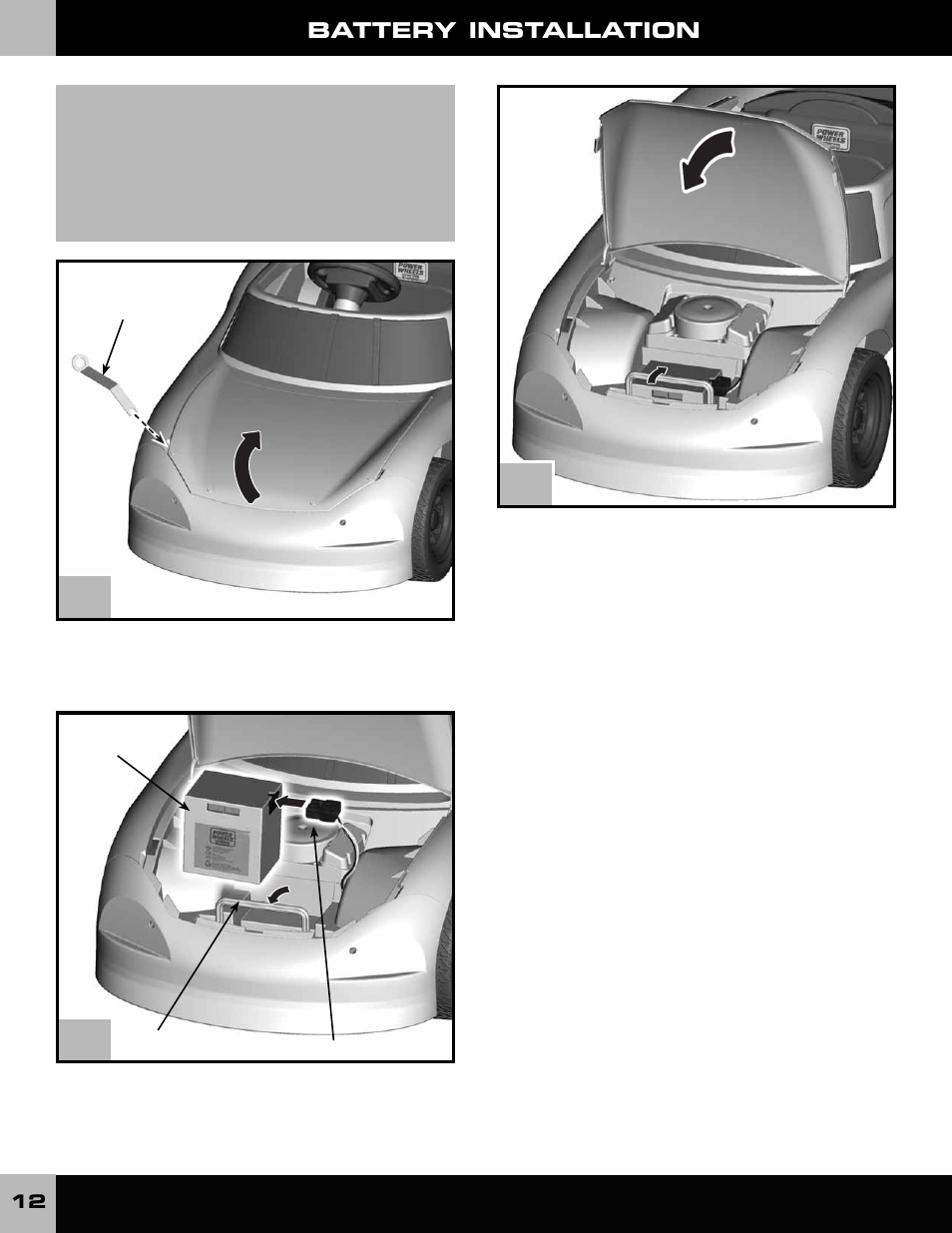 Battery installation | Fisher-Price DALE EARNHARDT JR L6345 User Manual | Page 12 / 20