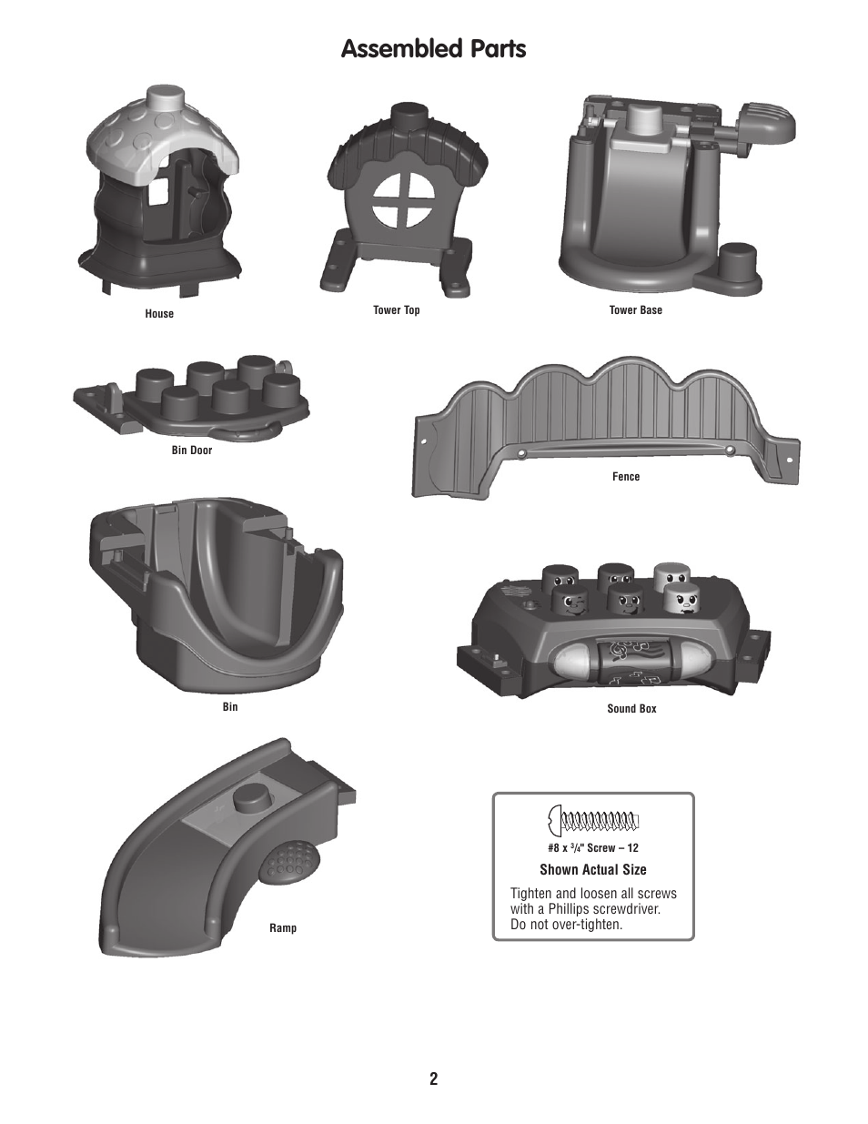 Assembled parts | Fisher-Price P6235 User Manual | Page 2 / 6