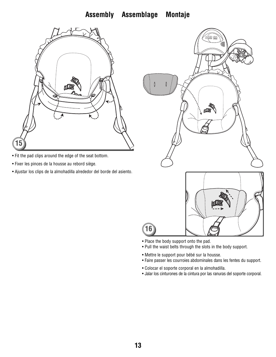 Assembly assemblage montaje | Fisher-Price T1456 User Manual | Page 13 / 24