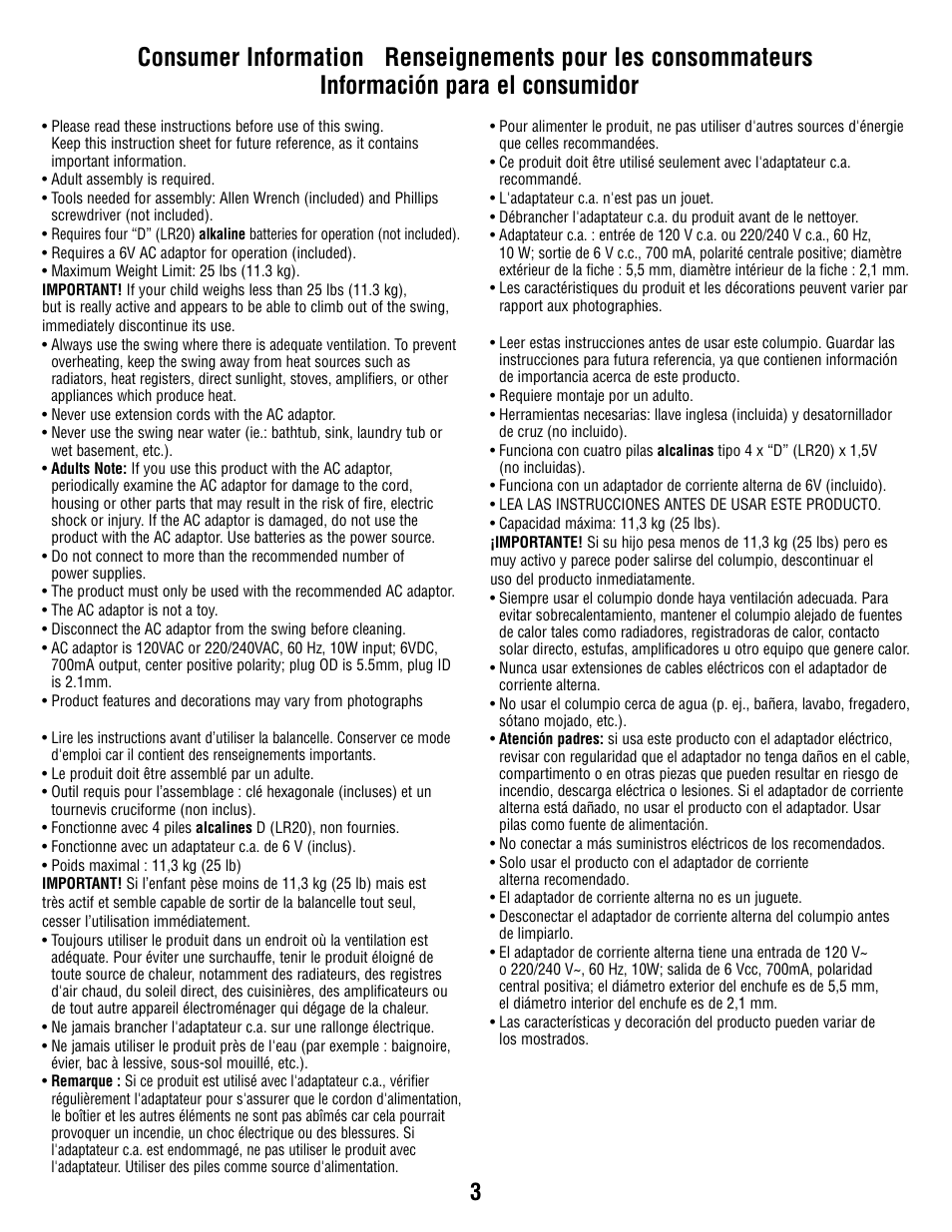 Fisher-Price T1456 User Manual | Page 3 / 24