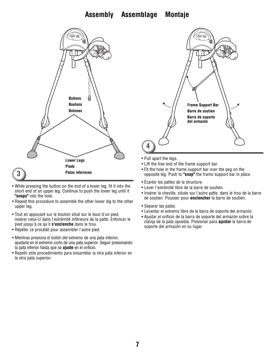 Assembly assemblage montaje | Fisher-Price T1456 User Manual | Page 7 / 24