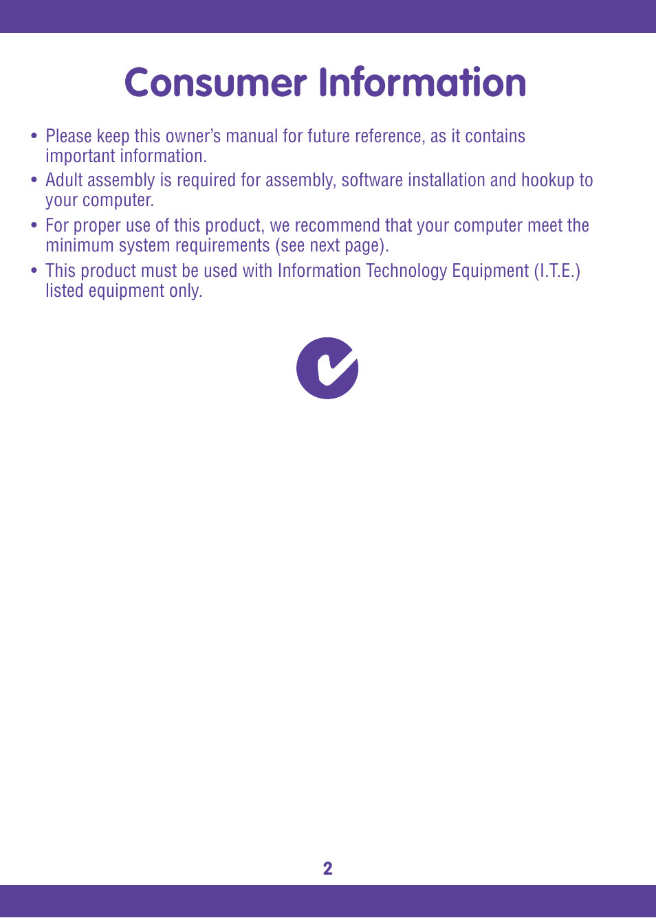 Consumer information | Fisher-Price EASY LINK L6367 User Manual | Page 2 / 16