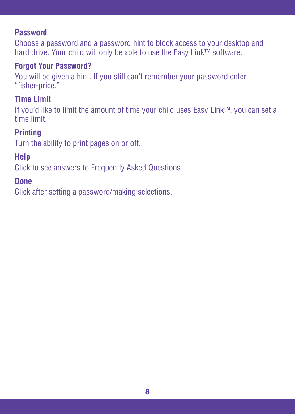 Fisher-Price EASY LINK L6367 User Manual | Page 8 / 16