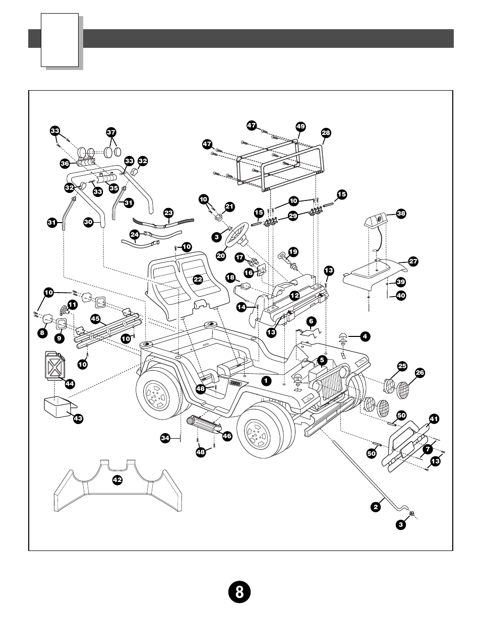 Parts diagram | Fisher-Price BARBIE 78477 User Manual | Page 8 / 36