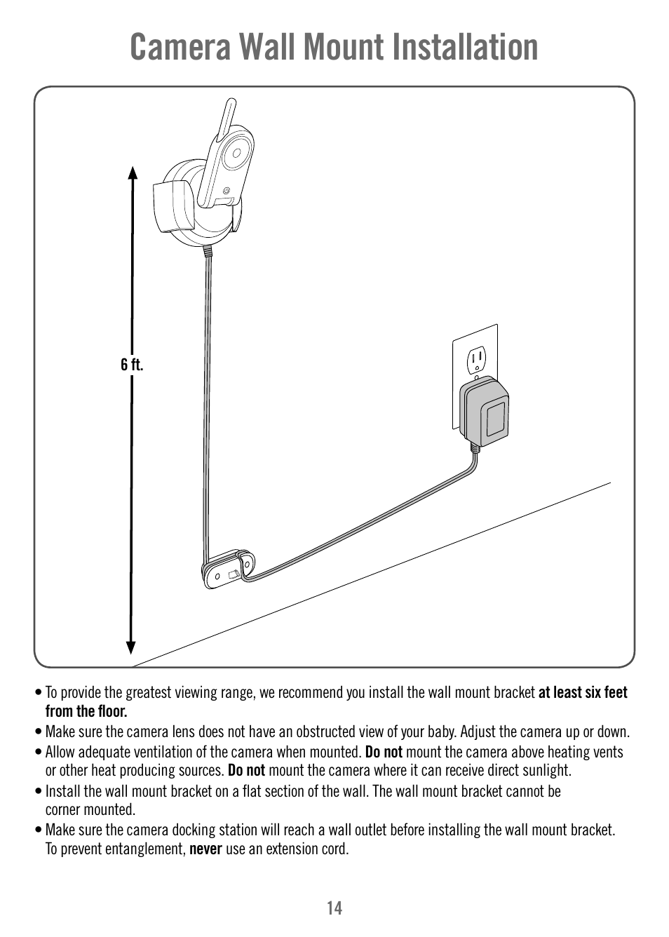 Camera wall mount installation | Fisher-Price T4256 User Manual | Page 14 / 36