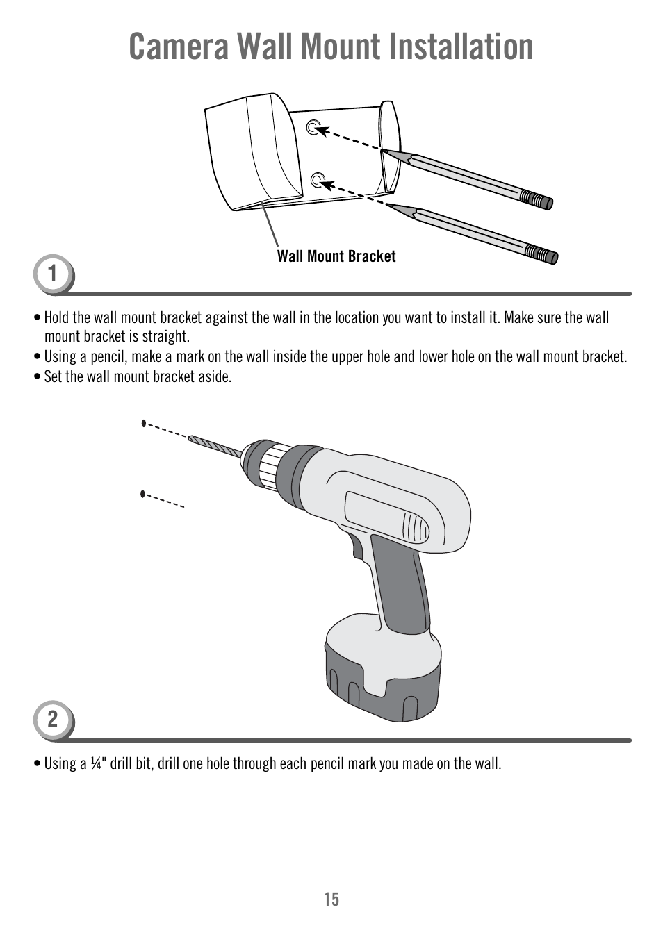 Camera wall mount installation | Fisher-Price T4256 User Manual | Page 15 / 36