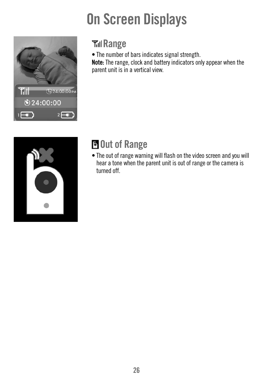 On screen displays | Fisher-Price T4256 User Manual | Page 26 / 36