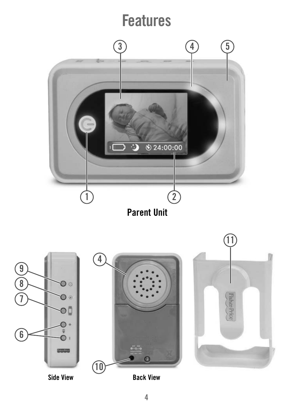 Features | Fisher-Price T4256 User Manual | Page 4 / 36