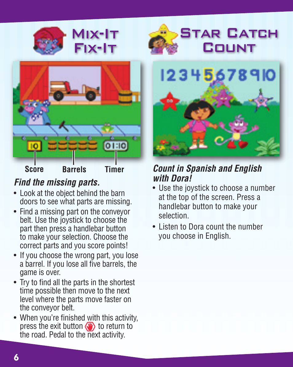 Mix-it fix-it, Star catch count | Fisher-Price SMART CYCLE K6689 User Manual | Page 6 / 16