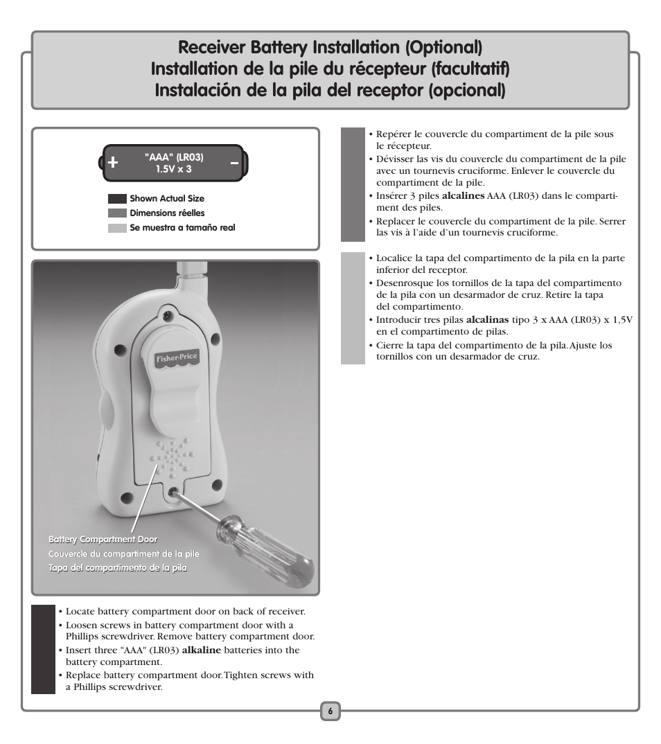 Fisher-Price TRANSMITTER/RECEIVER J1315 User Manual | Page 6 / 20