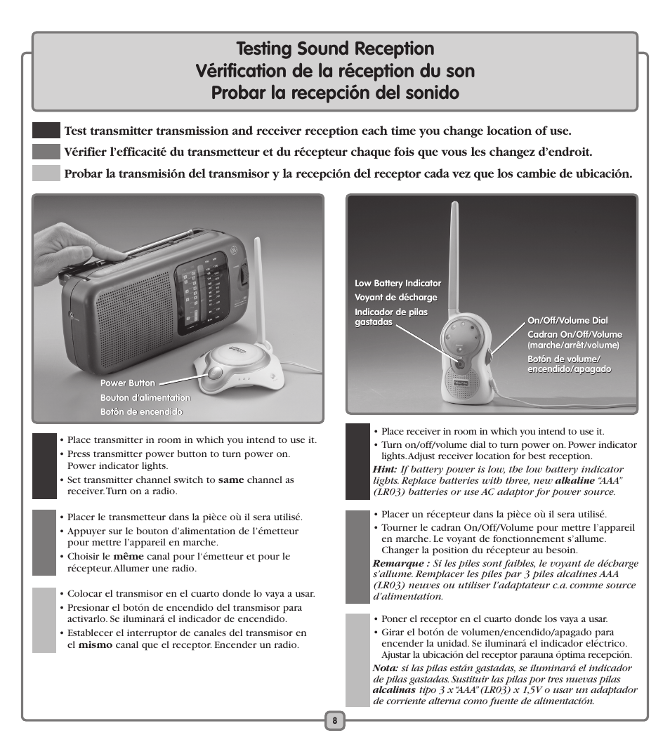 Fisher-Price TRANSMITTER/RECEIVER J1315 User Manual | Page 8 / 20