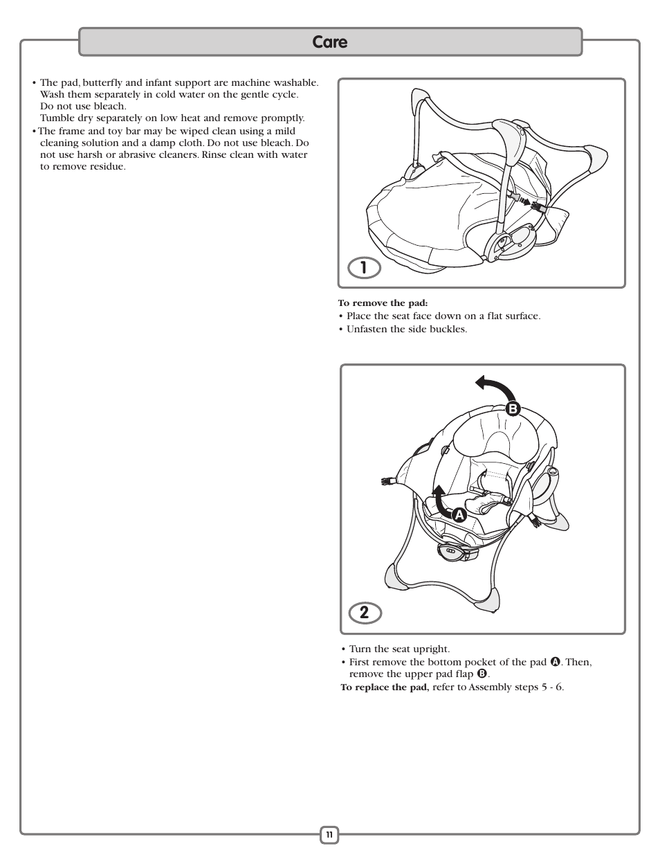 Care | Fisher-Price M2055 User Manual | Page 11 / 12