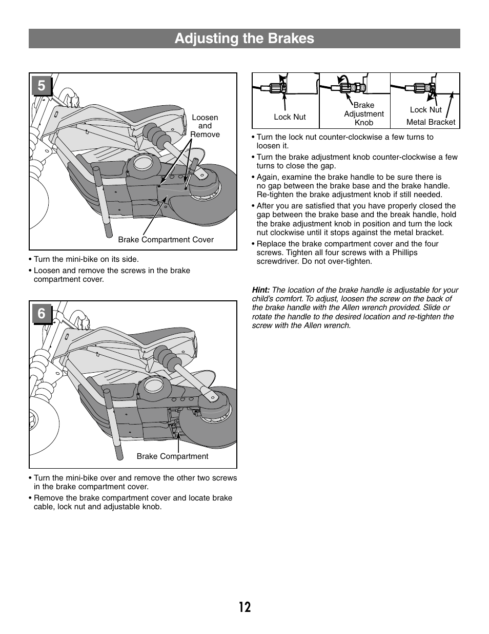 Adjusting the brakes | Fisher-Price MX3 73535 User Manual | Page 12 / 28