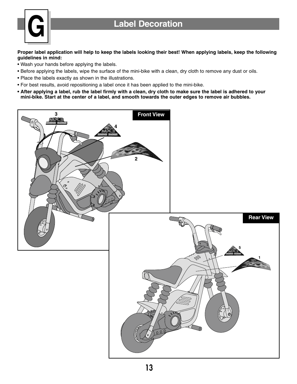 Label decoration | Fisher-Price MX3 73535 User Manual | Page 13 / 28