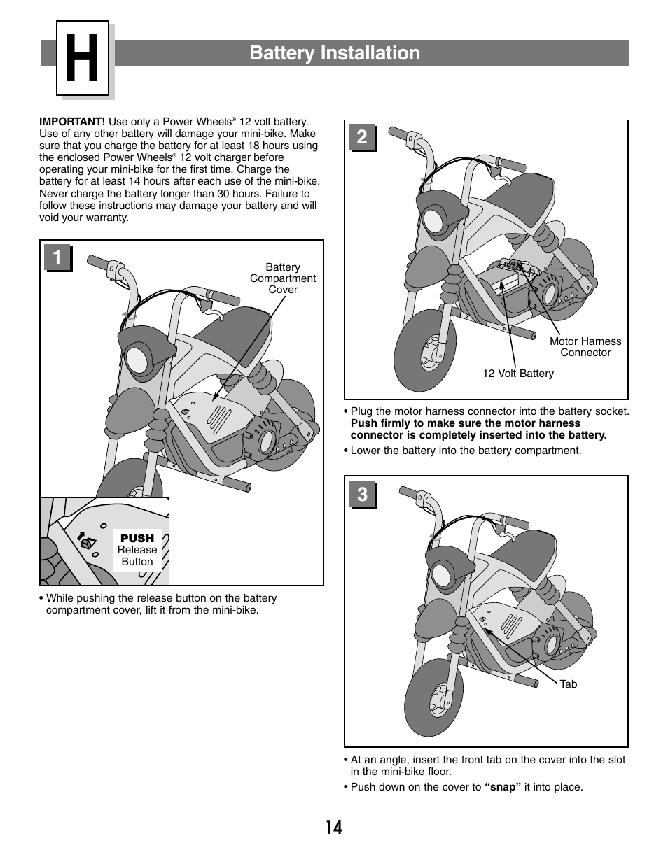 Battery installation | Fisher-Price MX3 73535 User Manual | Page 14 / 28