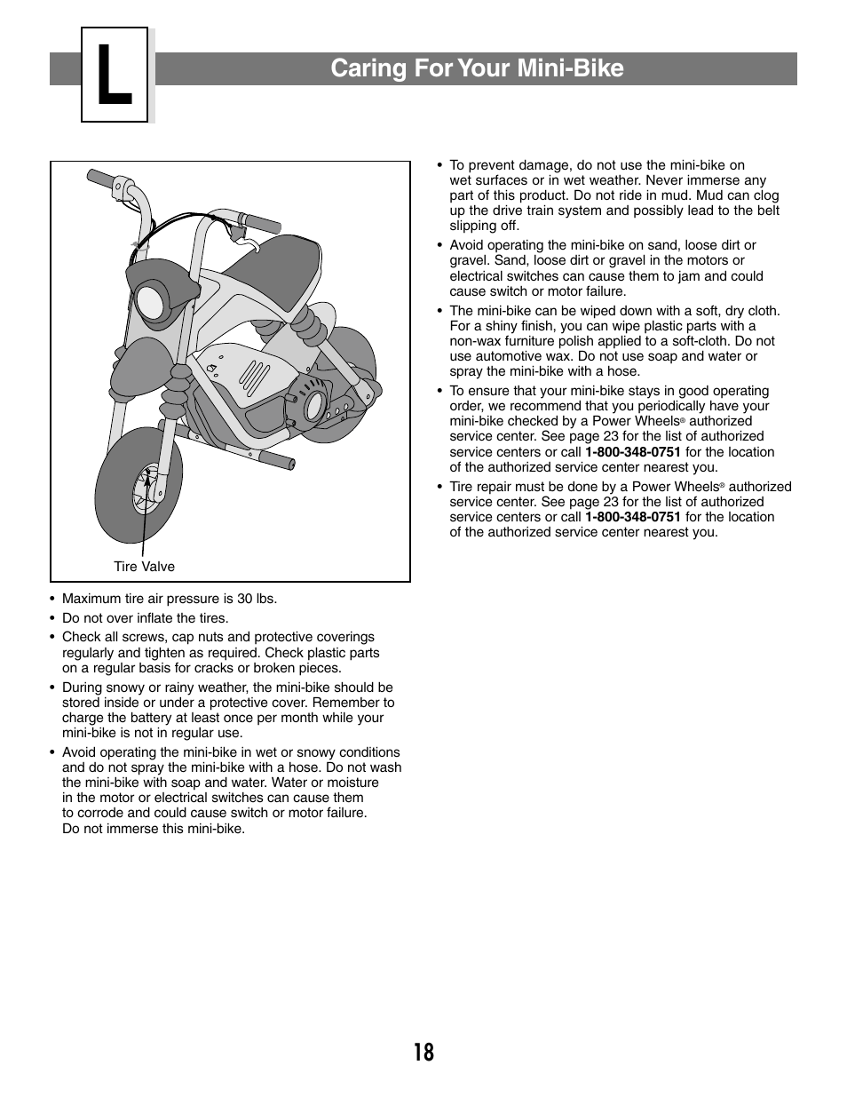 Caring for your mini-bike | Fisher-Price MX3 73535 User Manual | Page 18 / 28