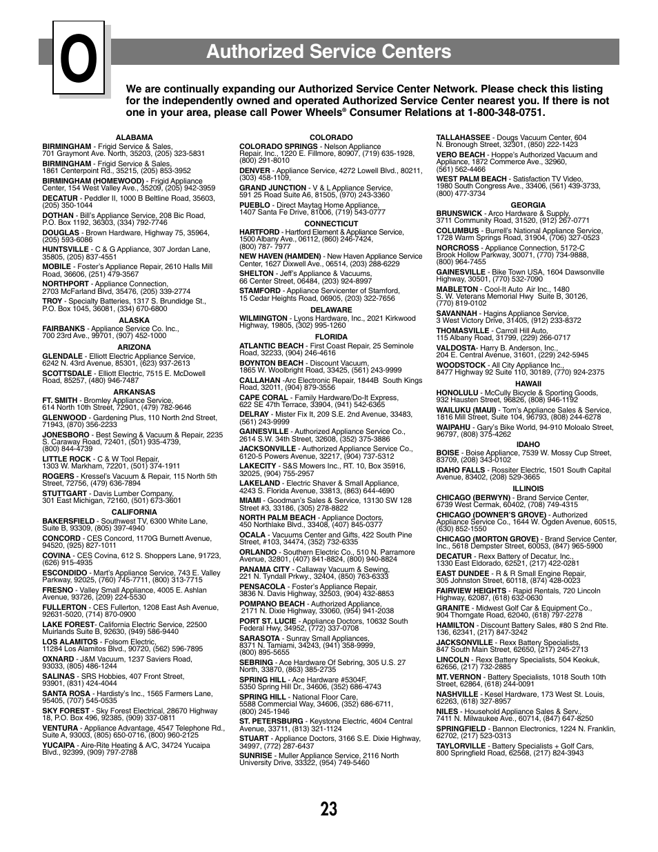 Authorized service centers | Fisher-Price MX3 73535 User Manual | Page 23 / 28