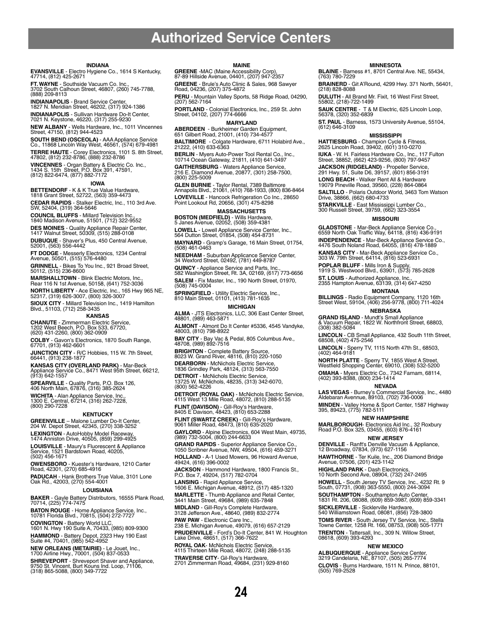 Authorized service centers | Fisher-Price MX3 73535 User Manual | Page 24 / 28