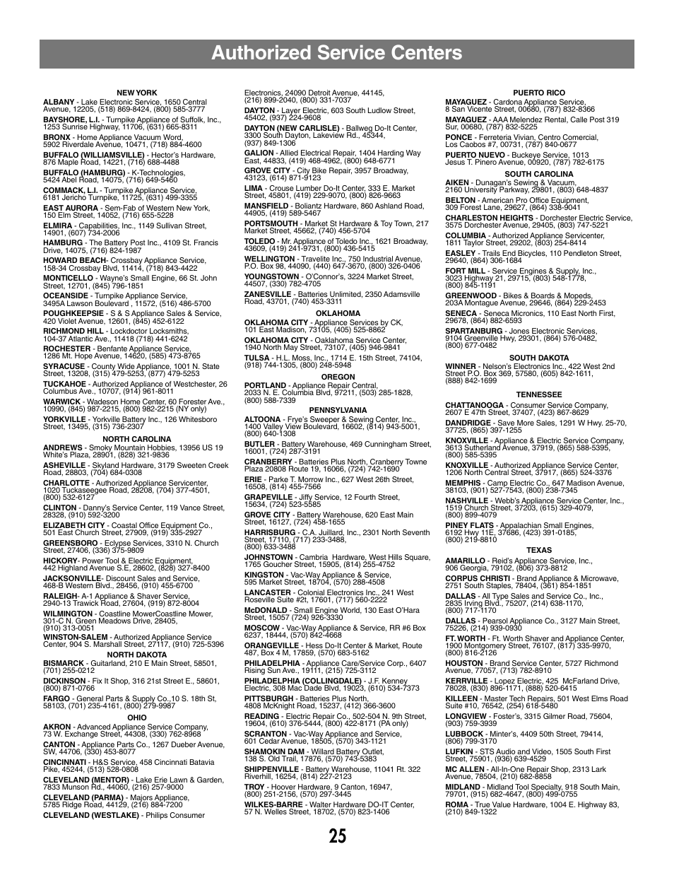 Authorized service centers | Fisher-Price MX3 73535 User Manual | Page 25 / 28