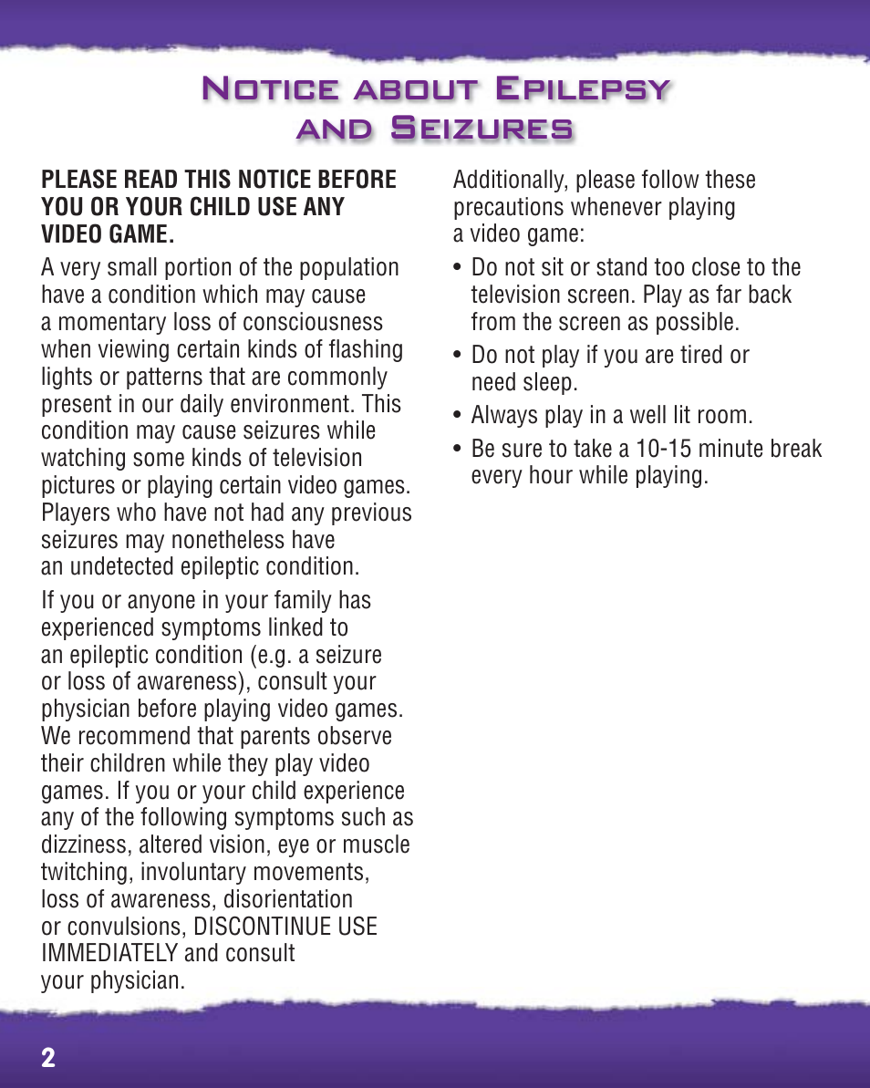 Notice about epilepsy and seizures | Fisher-Price SMART CYCLE EXTREME R2764 User Manual | Page 2 / 16