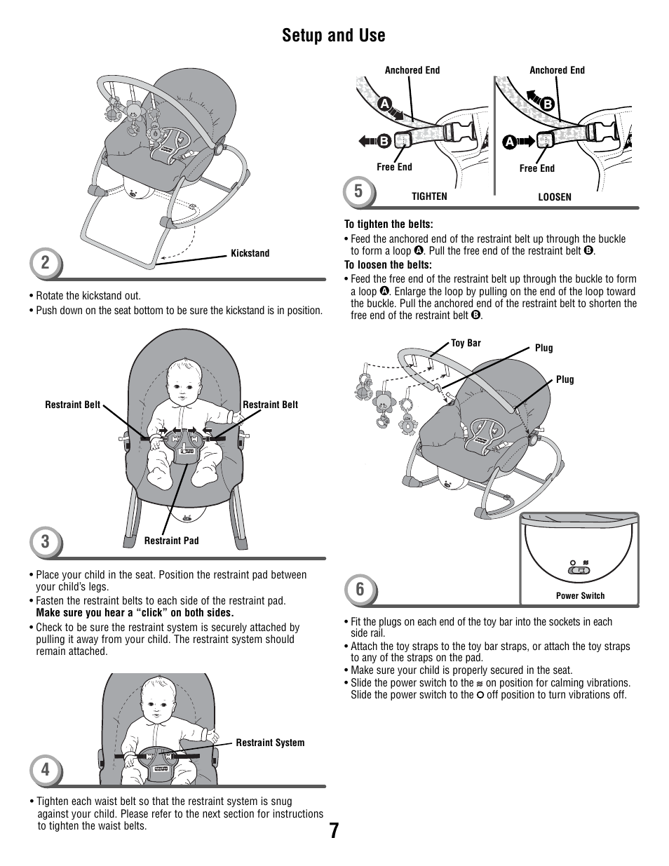 3setup and use | Fisher-Price H5985 User Manual | Page 7 / 8