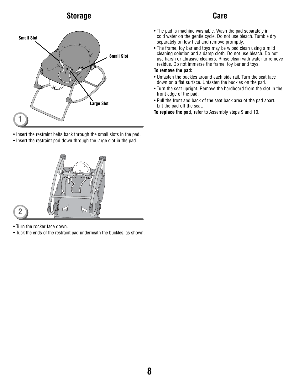 Storage, 12 care | Fisher-Price H5985 User Manual | Page 8 / 8