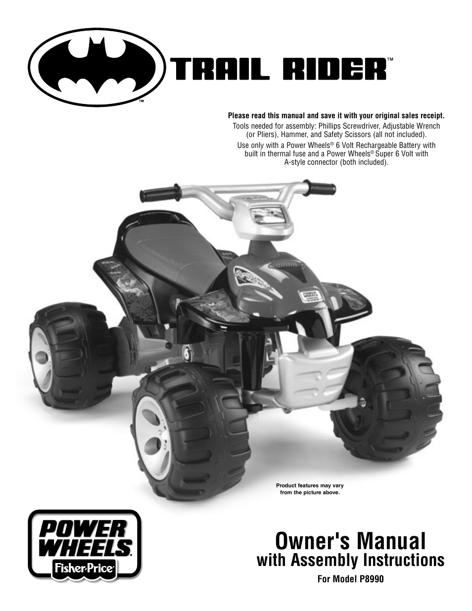 Fisher-Price TRAIL RIDER P8990 User Manual | 24 pages
