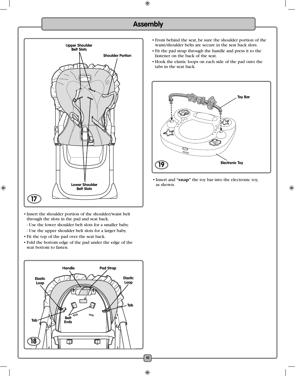 Assembly | Fisher-Price H7182 User Manual | Page 10 / 16