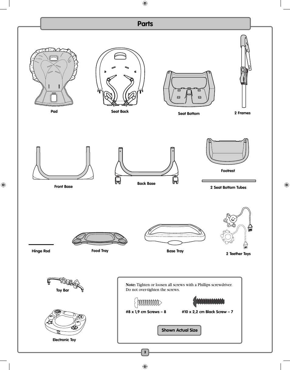 Parts | Fisher-Price H7182 User Manual | Page 3 / 16