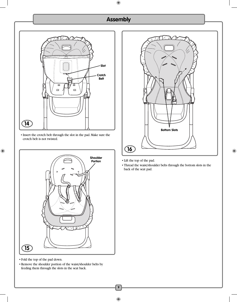 Assembly | Fisher-Price H7182 User Manual | Page 9 / 16