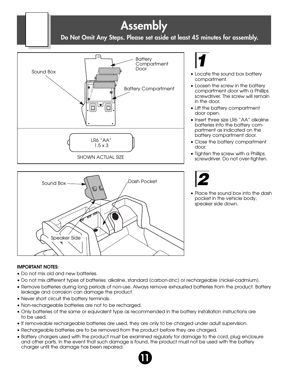 Assembly | Fisher-Price MONSTER SOUND BIGFOOT 74420 User Manual | Page 11 / 44