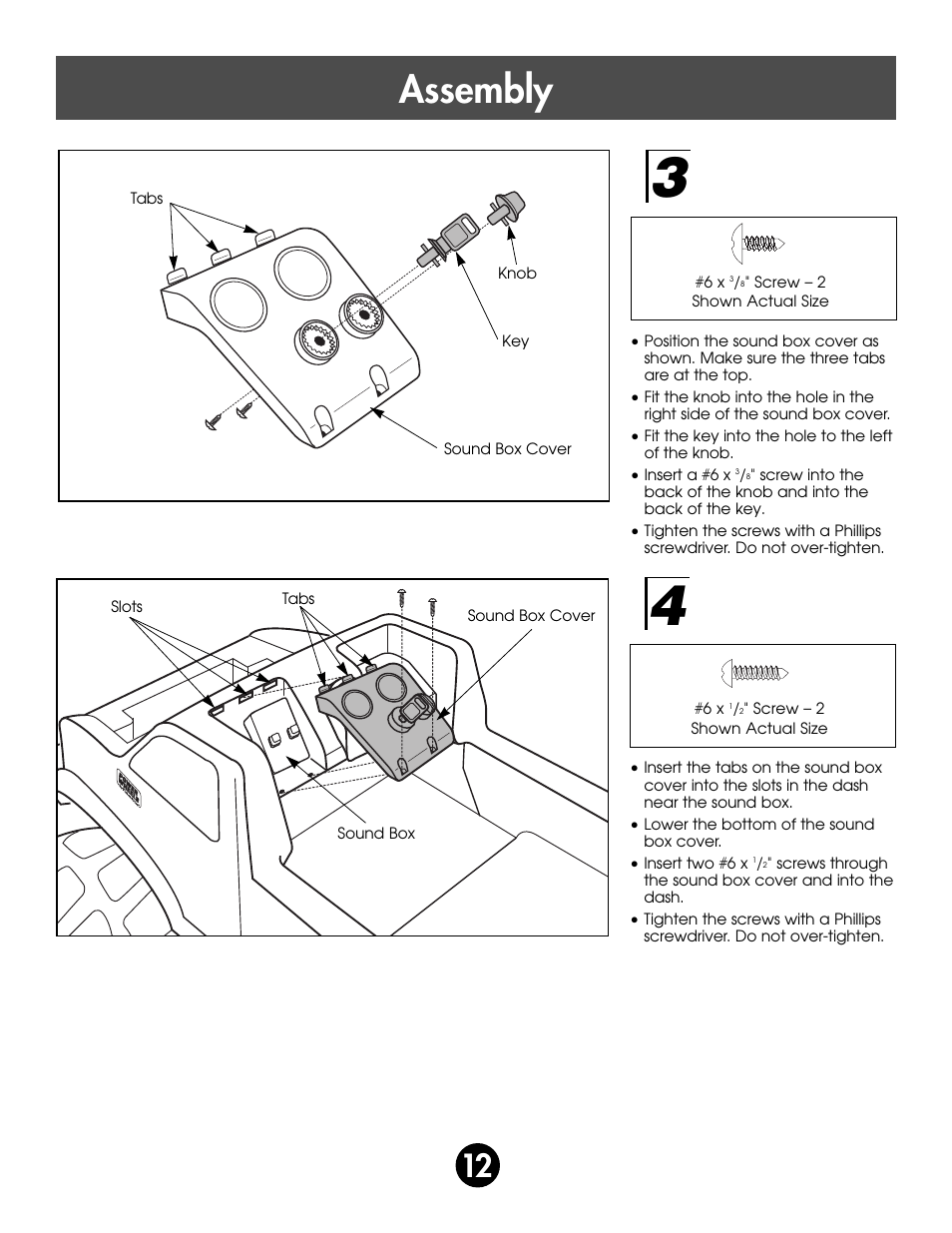 Assembly | Fisher-Price MONSTER SOUND BIGFOOT 74420 User Manual | Page 12 / 44