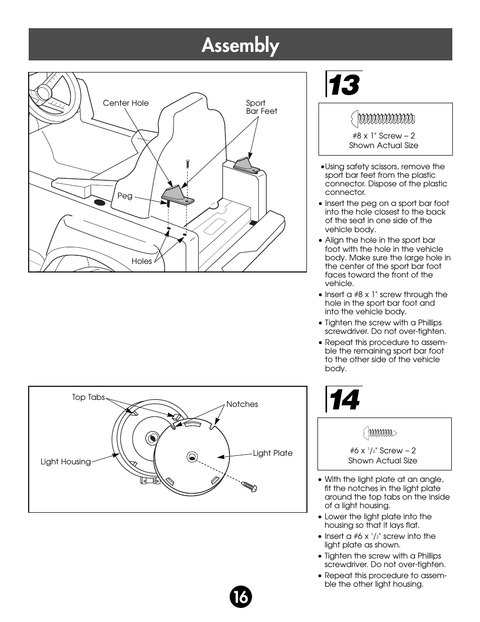 Assembly | Fisher-Price MONSTER SOUND BIGFOOT 74420 User Manual | Page 16 / 44