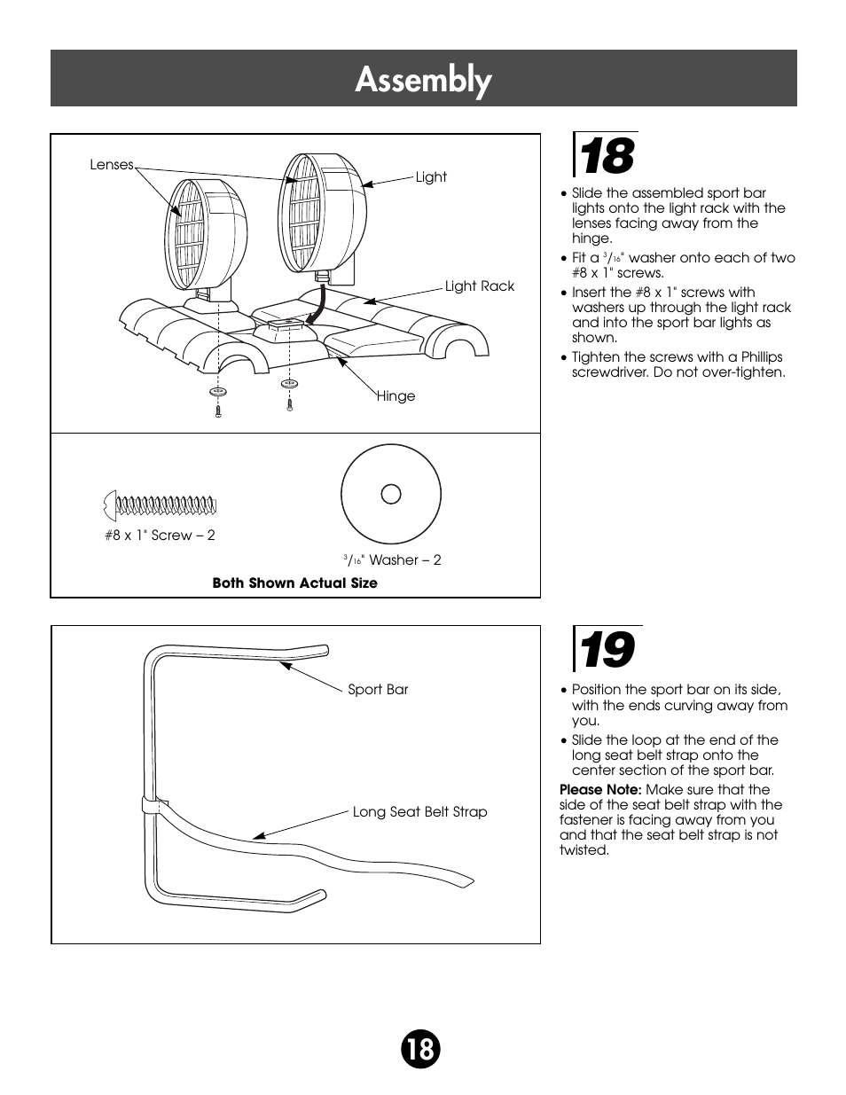 Assembly | Fisher-Price MONSTER SOUND BIGFOOT 74420 User Manual | Page 18 / 44