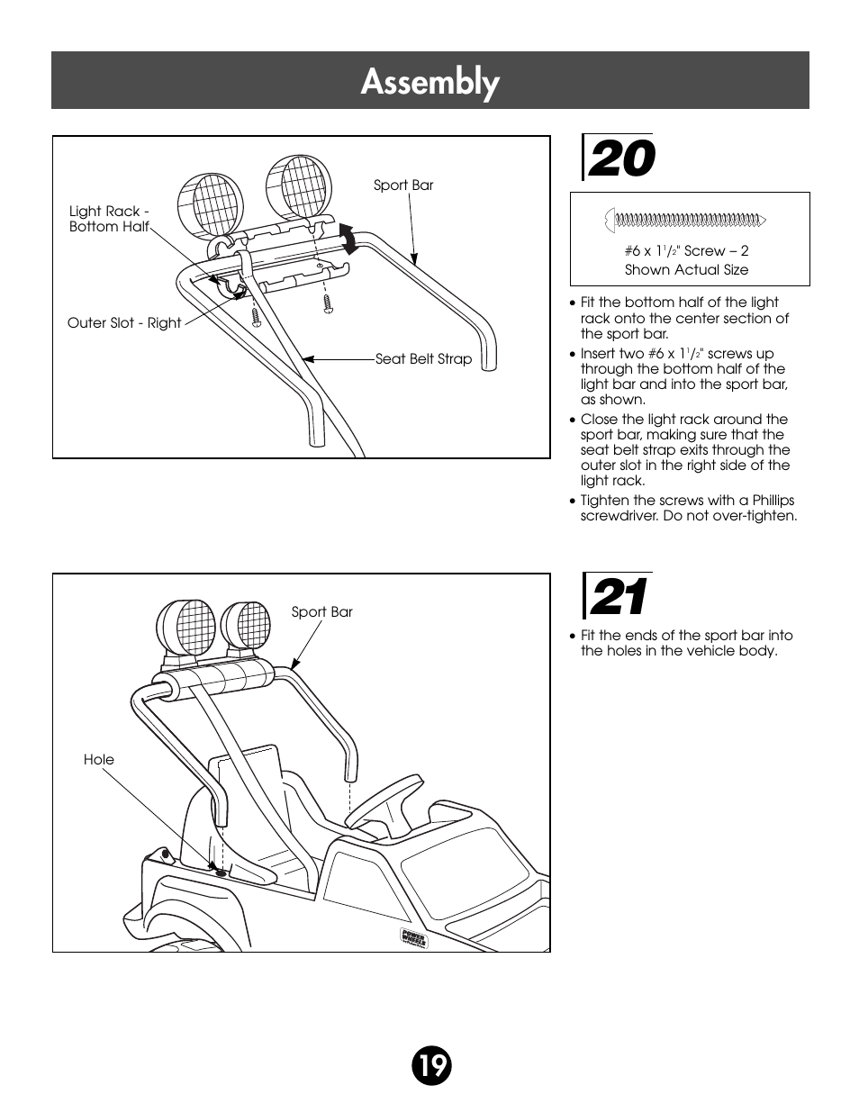 Assembly | Fisher-Price MONSTER SOUND BIGFOOT 74420 User Manual | Page 19 / 44