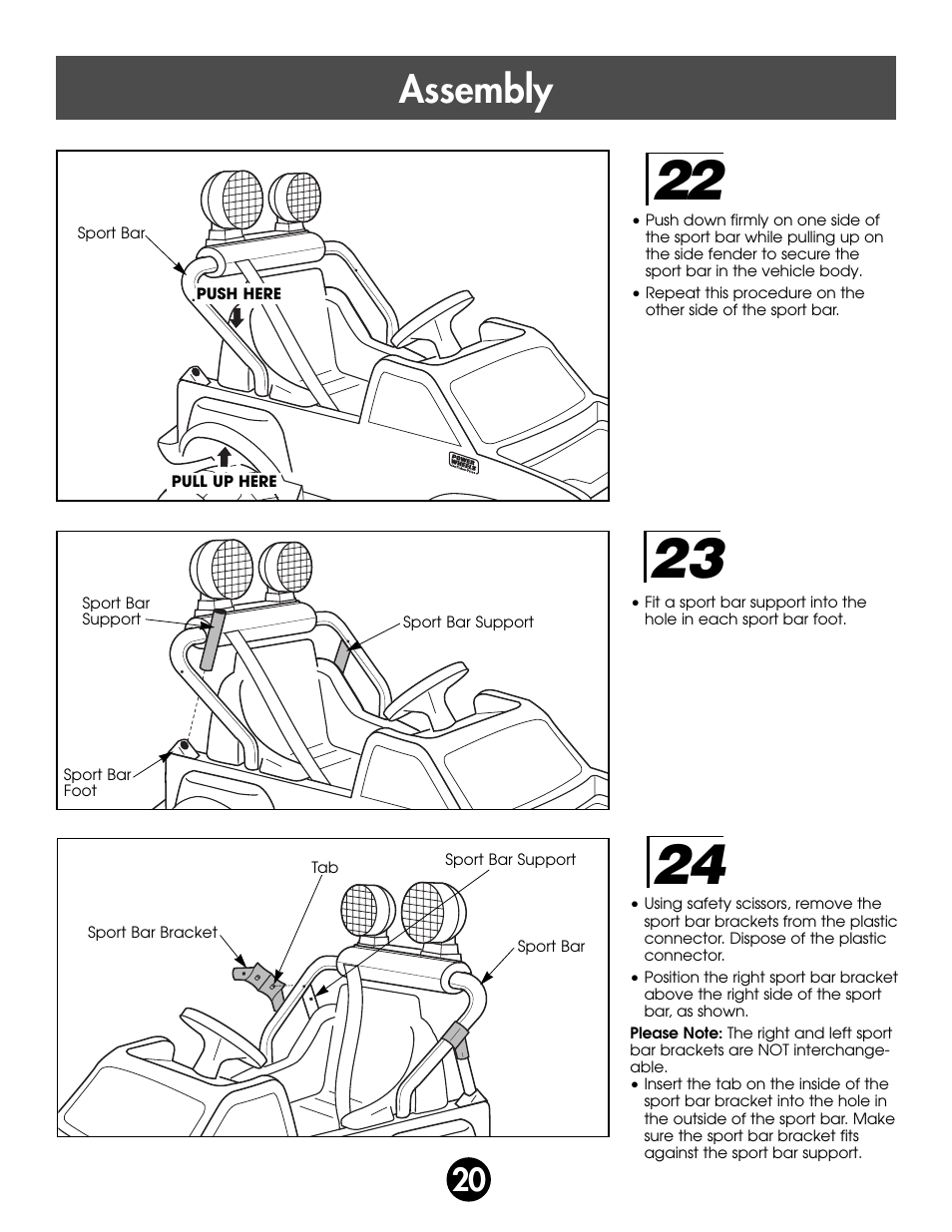 Assembly | Fisher-Price MONSTER SOUND BIGFOOT 74420 User Manual | Page 20 / 44
