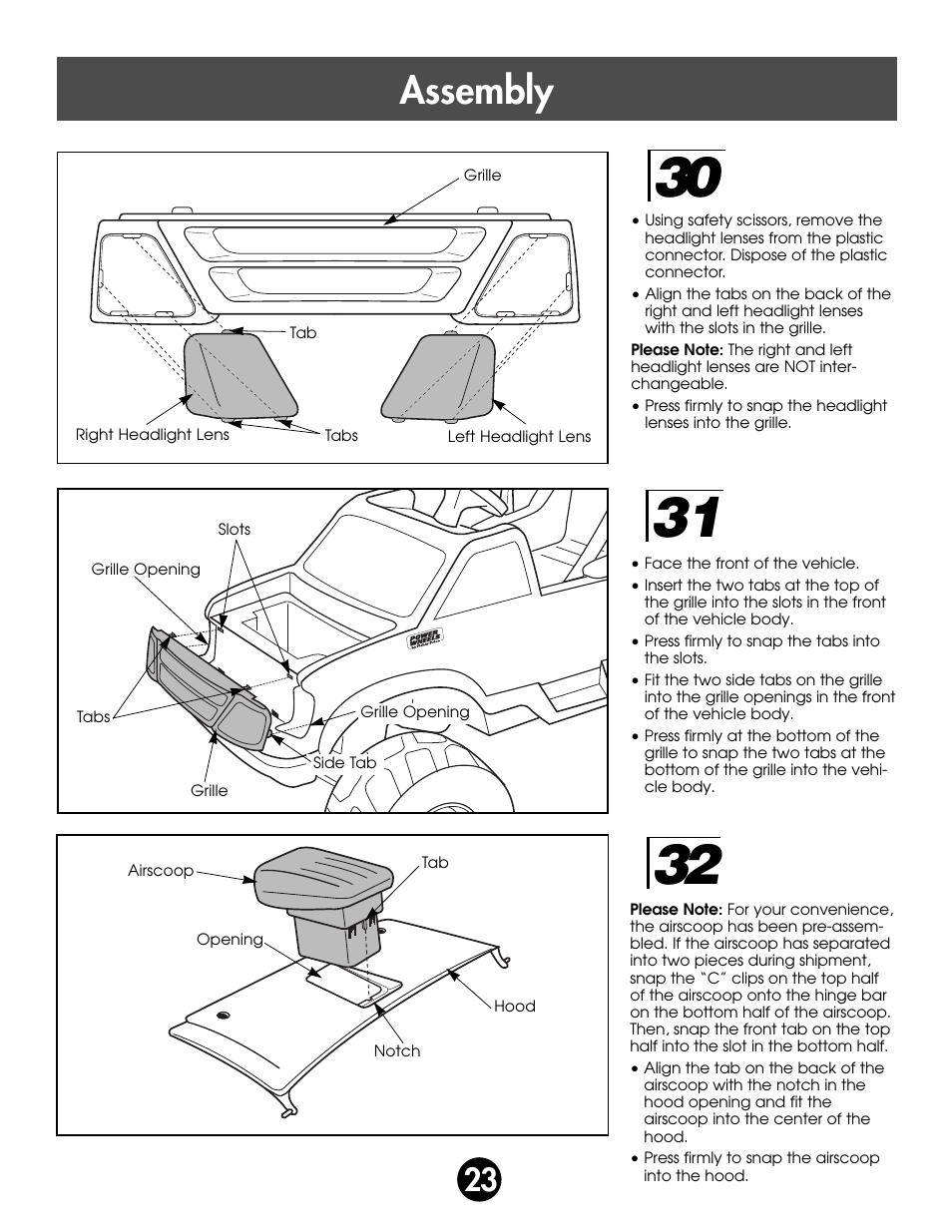 Assembly | Fisher-Price MONSTER SOUND BIGFOOT 74420 User Manual | Page 23 / 44